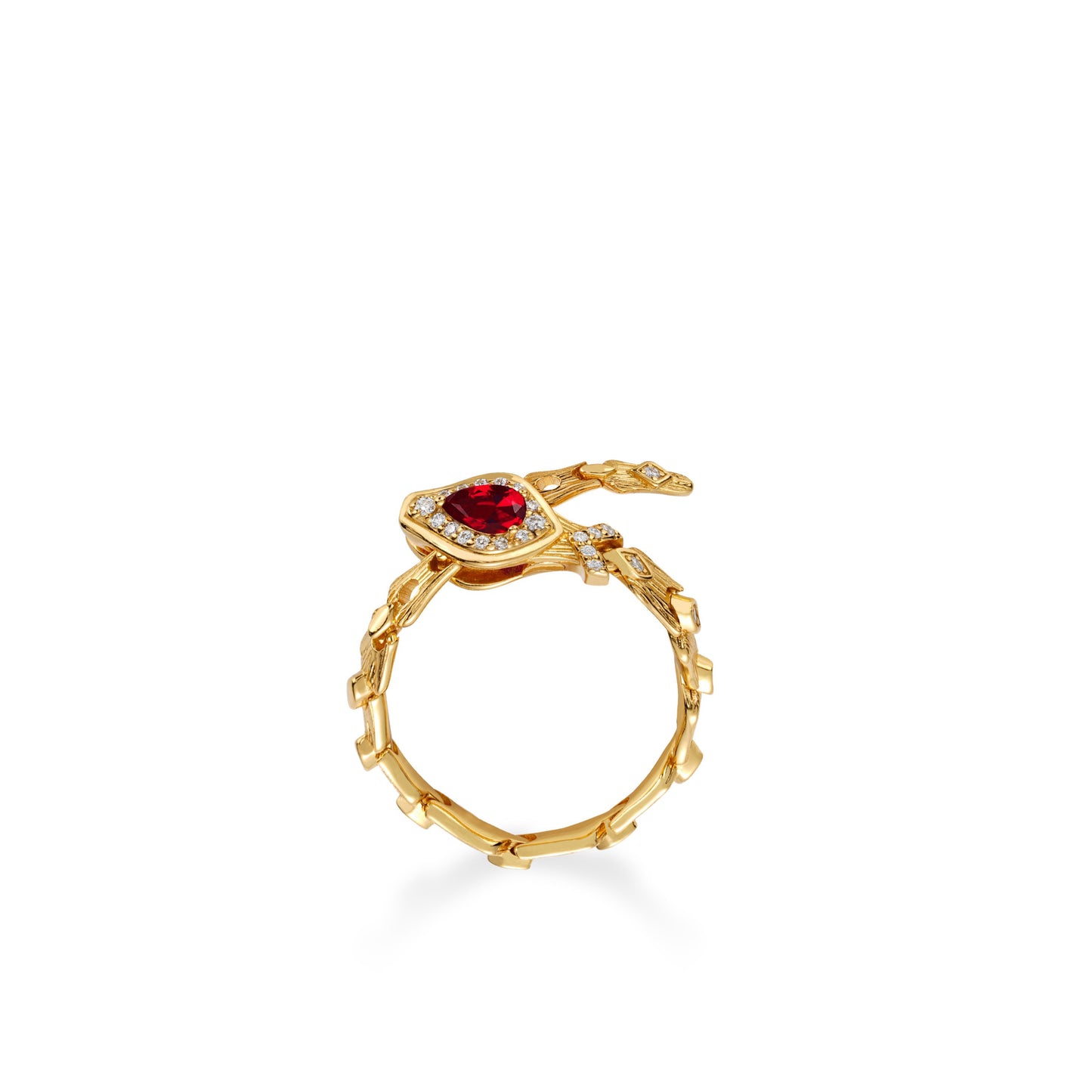 Golden time collection: Modern "Red Wine droplet" Spiritual Snake Ring (adjustable)