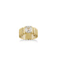 Golden time collection: Modern Asscher-cut detailed wide band Ring