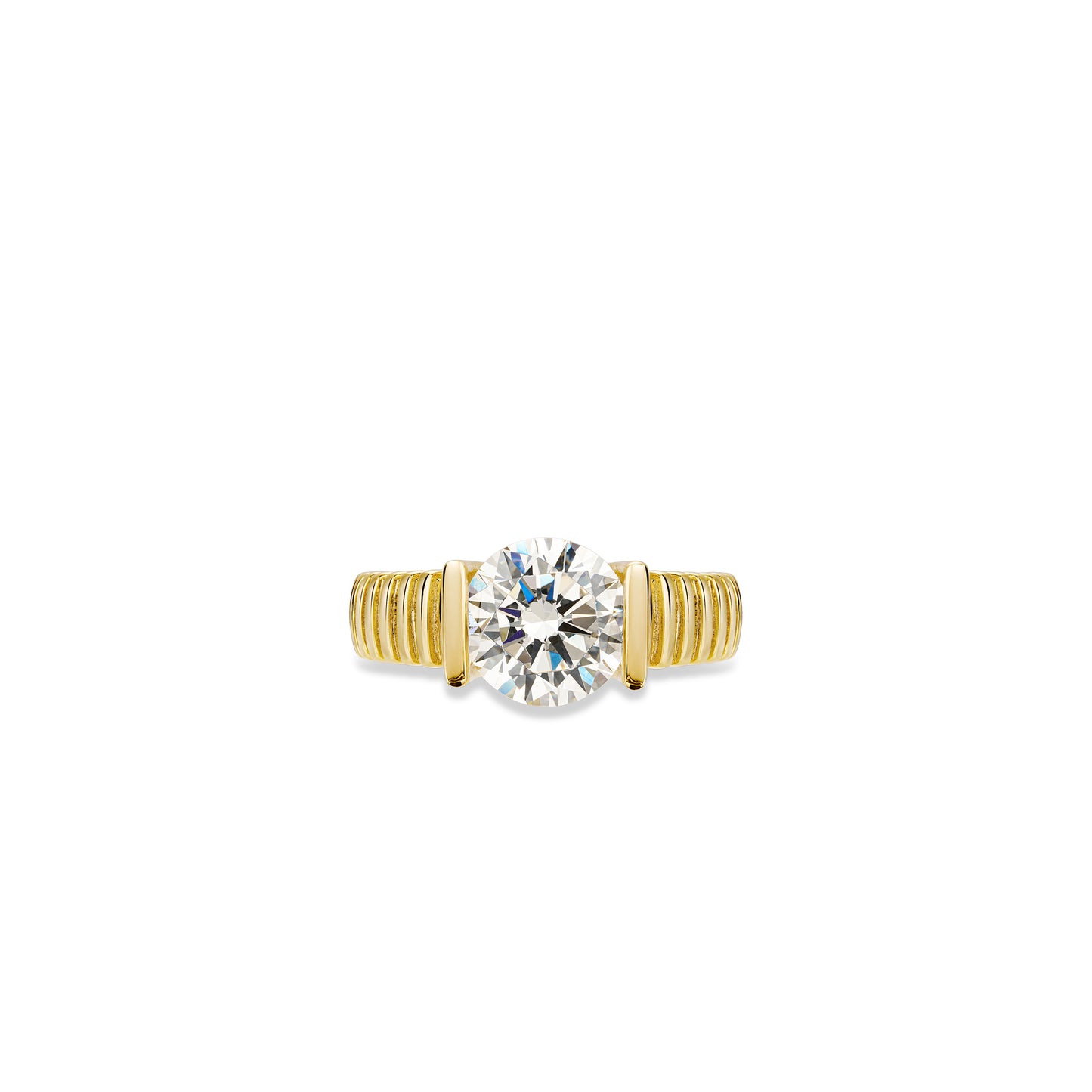 Golden time collection: Modern Brilliant-cut detailed wide band Ring