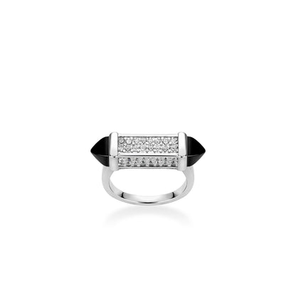 Minimalist collection: Black agate "Candy Bar" Modern Ring (Unisex)