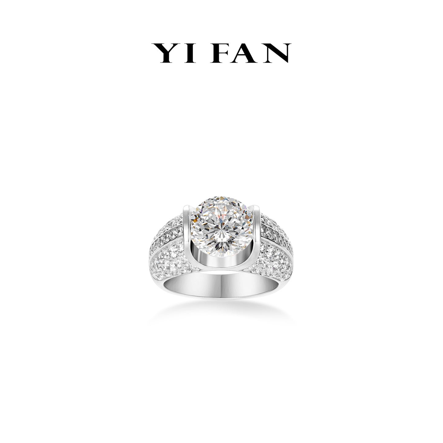 Pre-order Wedding collection: "Horn-inspired" Engagement/Wedding Ring lavishly set with Large Carat