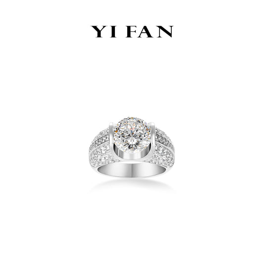 Pre-order Wedding collection: "Horn-inspired" Engagement/Wedding Ring lavishly set with Large Carat