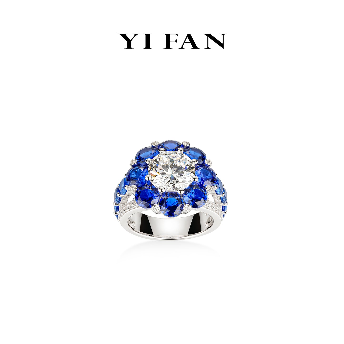 Sapphire color collection: Brilliant "Blue Sunflower" Ring