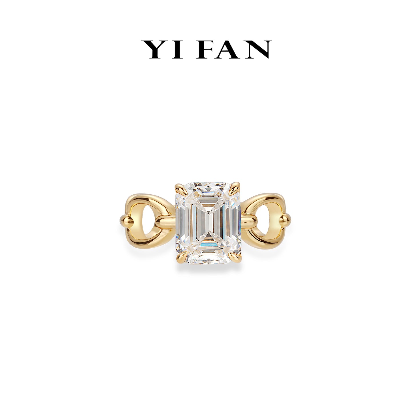 Emerald-cut collection: Modern "Golden Link Emerald-cut" Ring (Unisex)