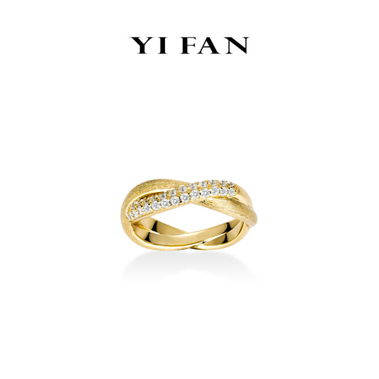 Pre-order Golden time collection: Modern "Golden Brushed Cross” detailed Ring