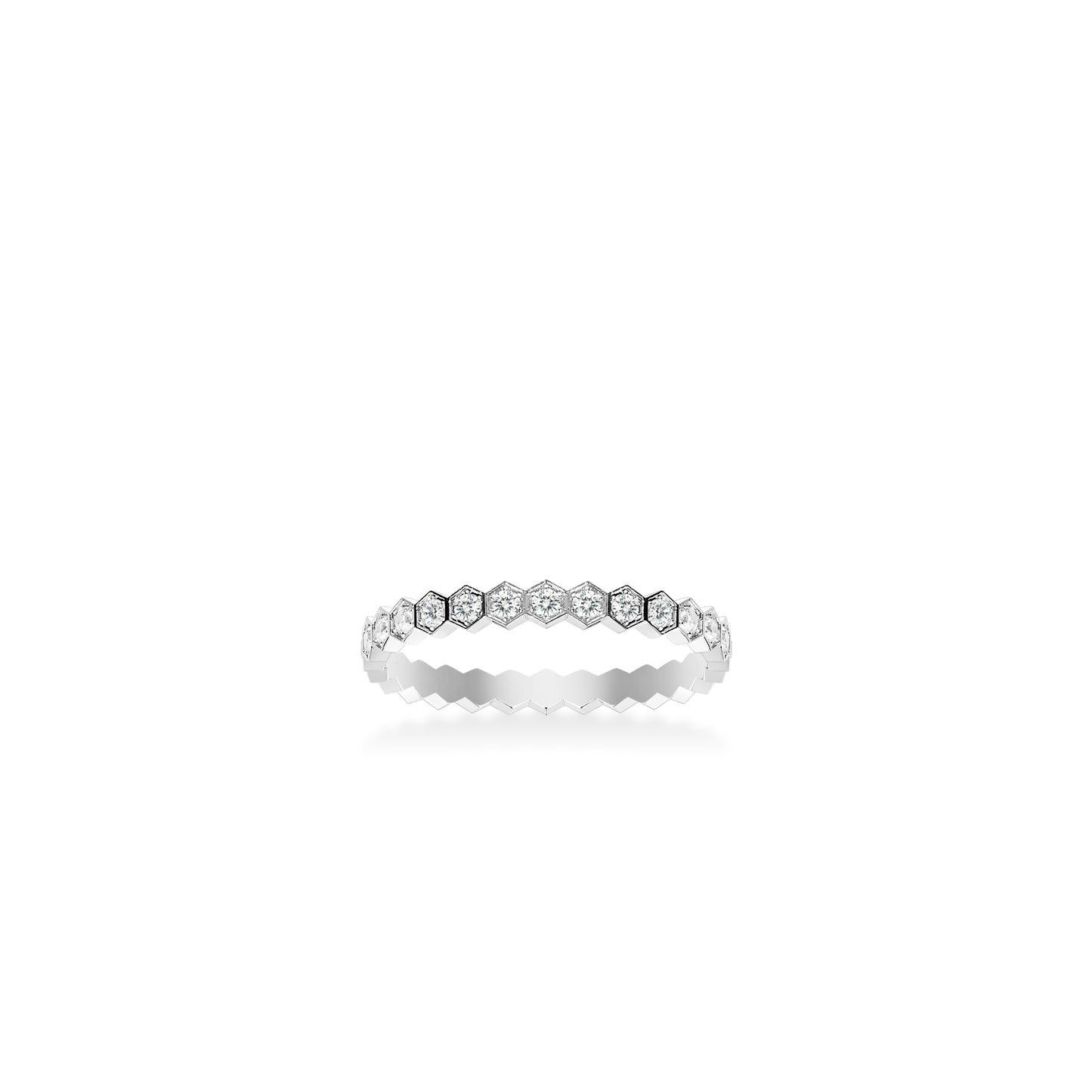 Minimalist collection: Modern "Honeycomb" Full stones CNC band Ring (Unisex)