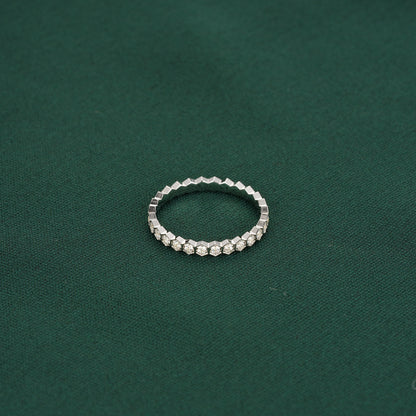 Minimalist collection: Modern "Honeycomb" Full stones CNC band Ring (Unisex)