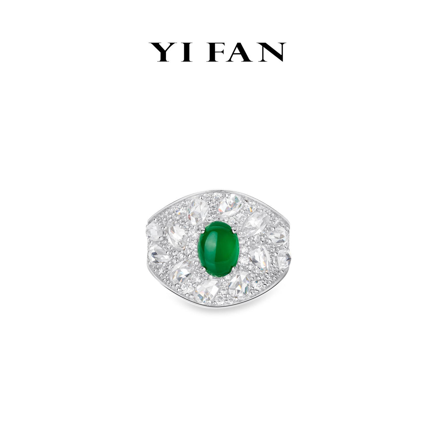 Green jade collection: Mixed-cut "Luminous Pearl" detailed Ring