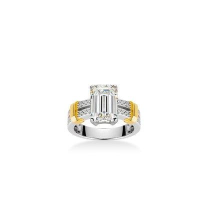 Emerald-cut collection: Modern "Emerald-cut 2 tones" Ring (Unisex)