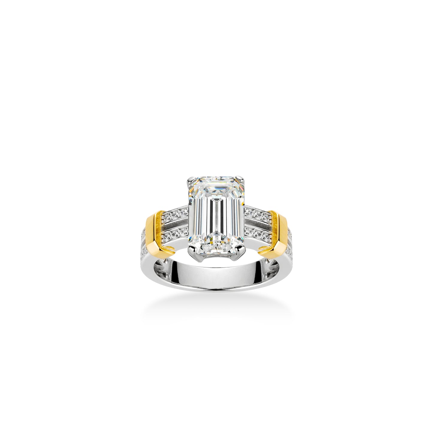 Emerald-cut collection: Modern "Emerald-cut 2 tones" Ring (Unisex)