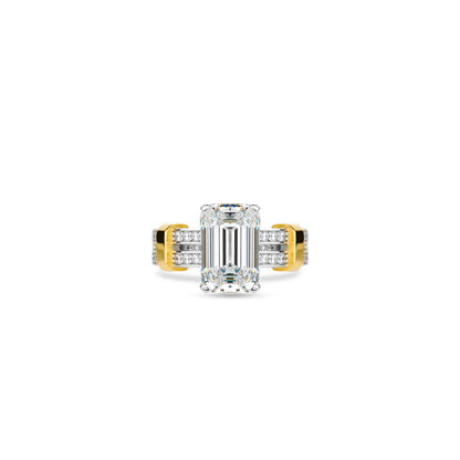 Emerald-cut collection: Modern "Emerald-cut 2 tones" Ring (Unisex)