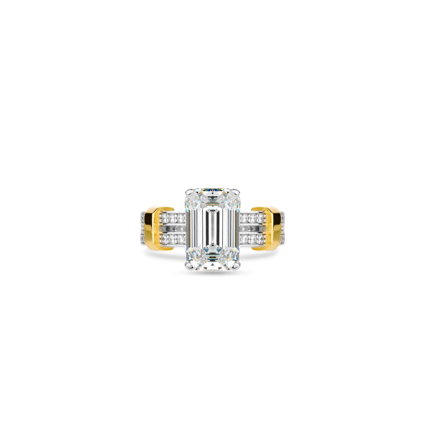 Emerald-cut collection: Modern "Emerald-cut 2 tones" Ring (Unisex)