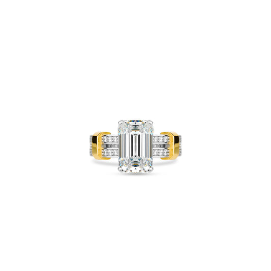 Emerald-cut collection: Modern "Emerald-cut 2 tones" Ring (Unisex)