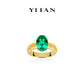 Lab Grown Emerald collection: Modern "Pigeon-egg Golden Weaving braided hair" detailed Angle Satin Ring (Unisex)