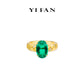 Lab Grown Emerald collection: Modern "Pigeon-egg Golden Weaving braided hair" detailed Angle Satin Ring (Unisex)