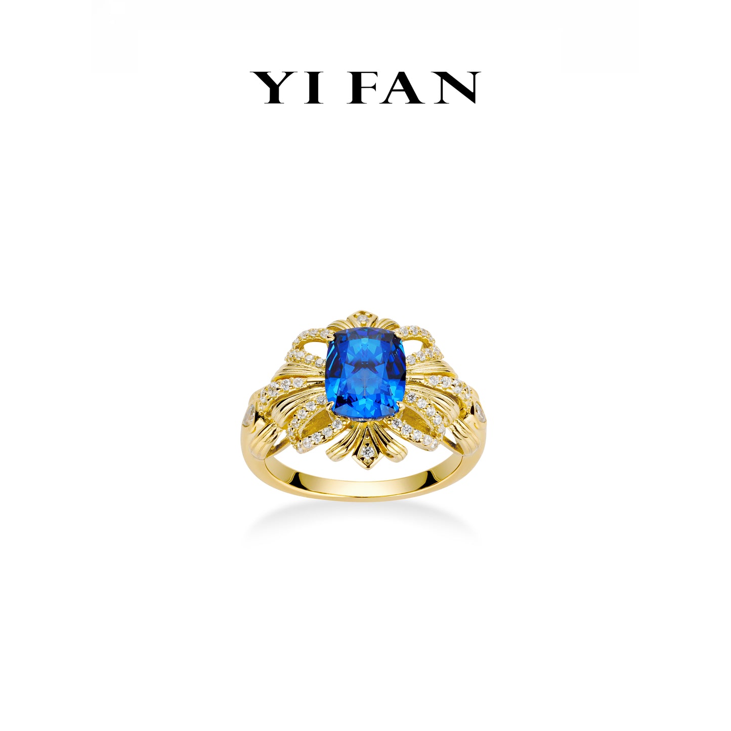 Sapphire color collection: Retro court style "Vibrant Blue Hollow flower" Ring