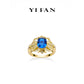 Sapphire color collection: Retro court style "Vibrant Blue Hollow flower" Ring