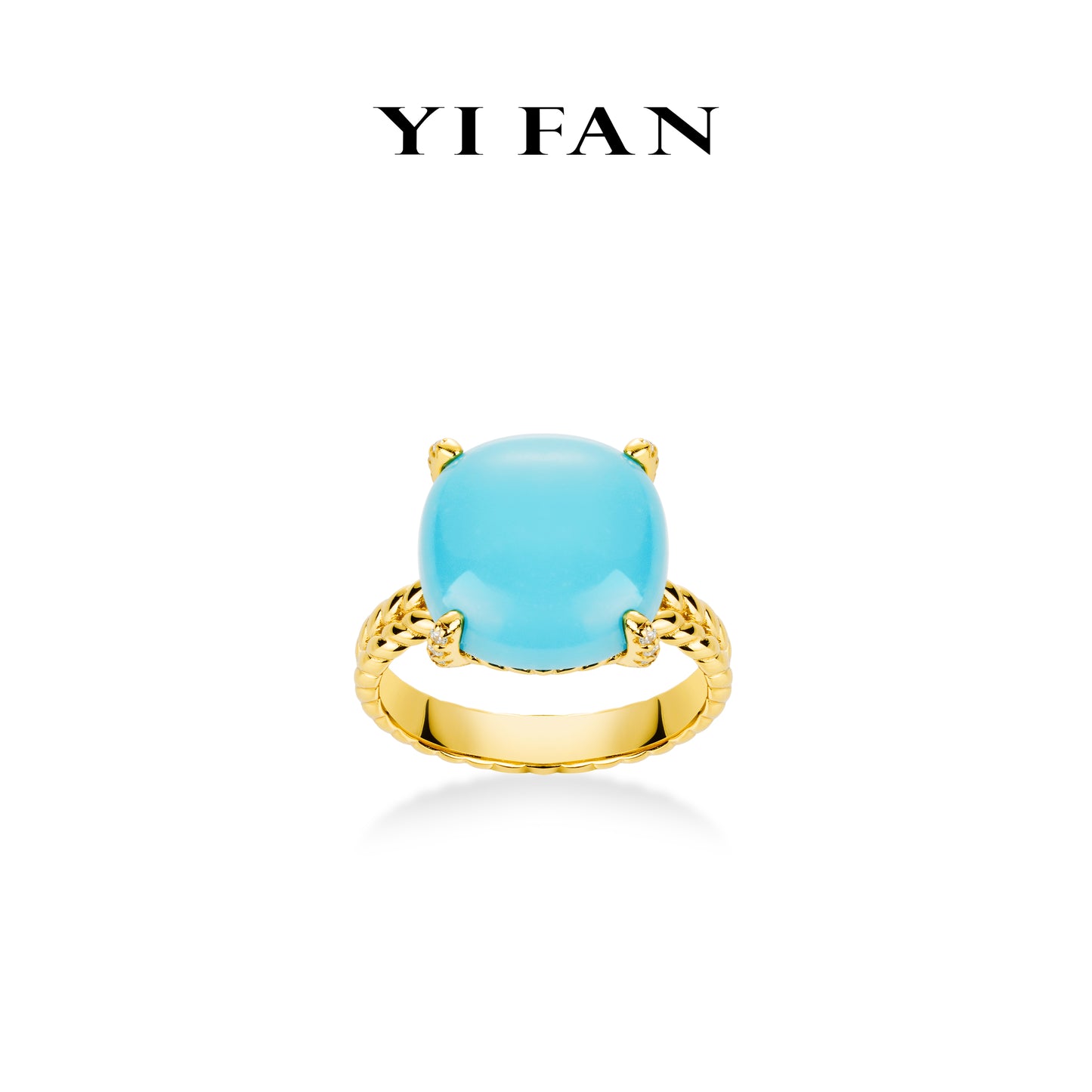 Minimalist collection: "Golden-arm Blue Cabochon turquoise" Ring (Unisex)