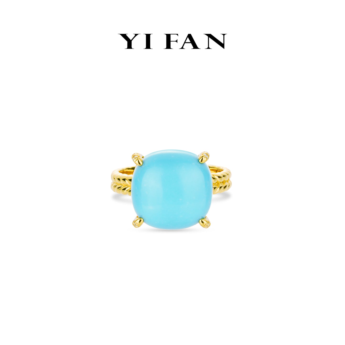 Minimalist collection: "Golden-arm Blue Cabochon turquoise" Ring (Unisex)