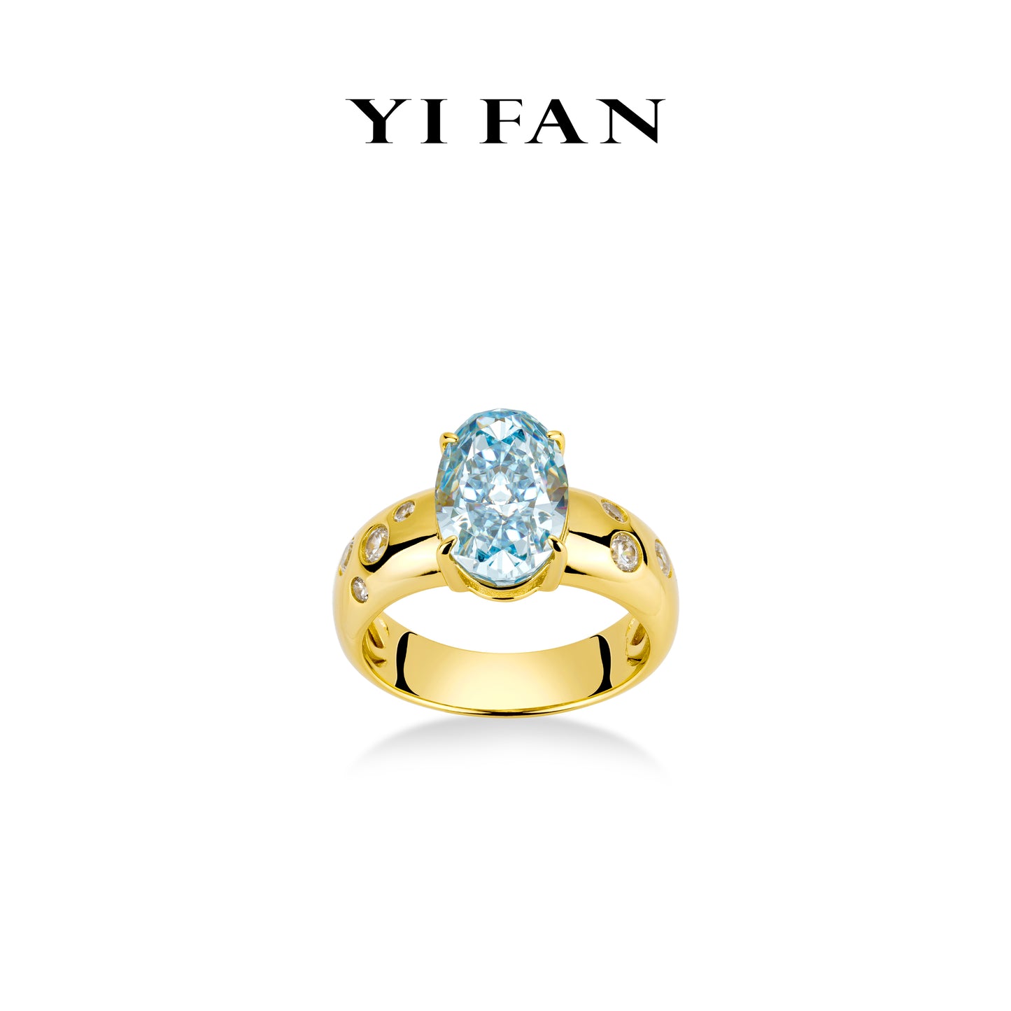 Pre-order Intense Blue collection: "Icy Blue Pigeon-egg in Golden Galaxy" Golden-arm Ring