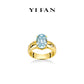 Pre-order Intense Blue collection: "Icy Blue Pigeon-egg in Golden Galaxy" Golden-arm Ring