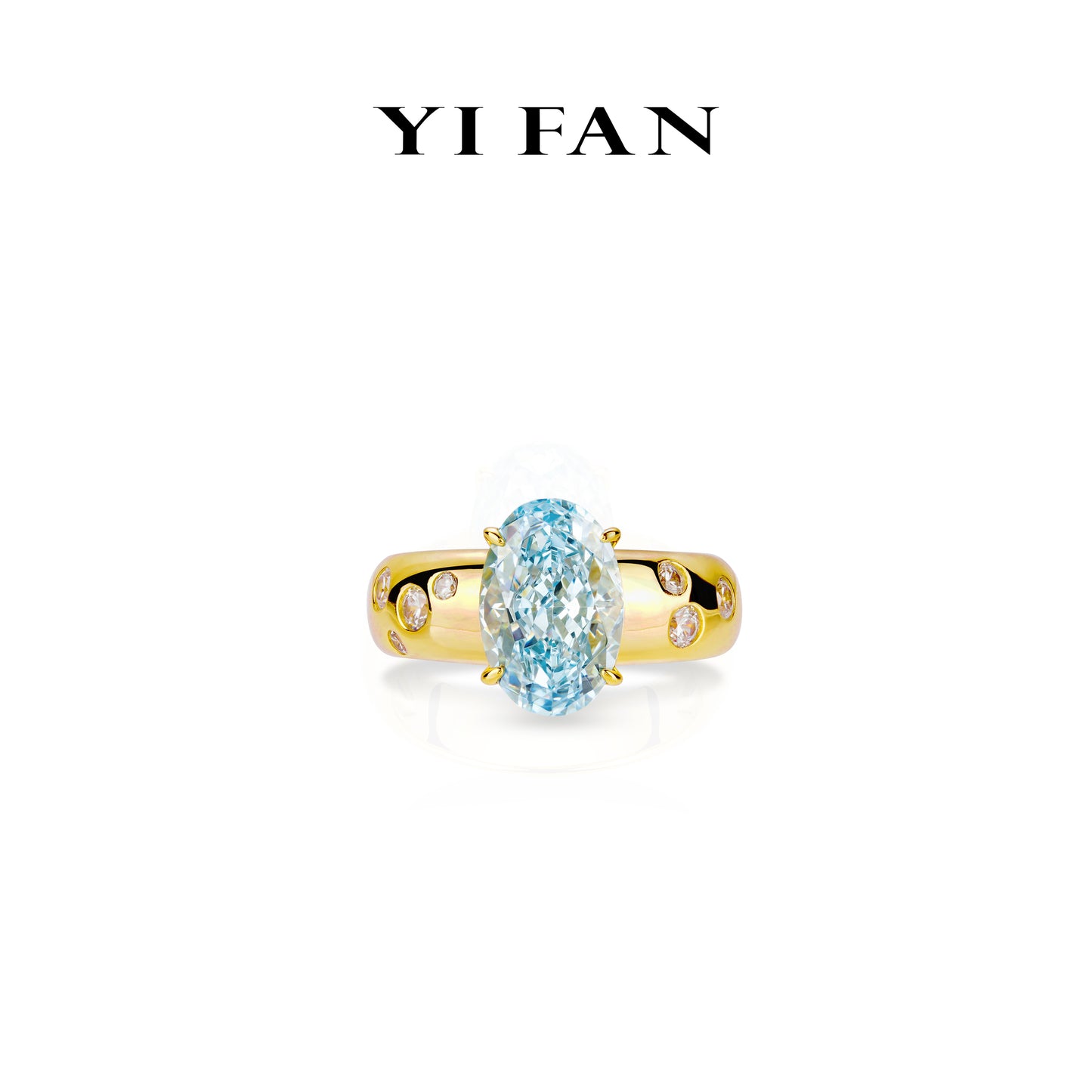 Pre-order Intense Blue collection: "Icy Blue Pigeon-egg in Golden Galaxy" Golden-arm Ring