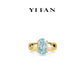 Pre-order Intense Blue collection: "Icy Blue Pigeon-egg in Golden Galaxy" Golden-arm Ring