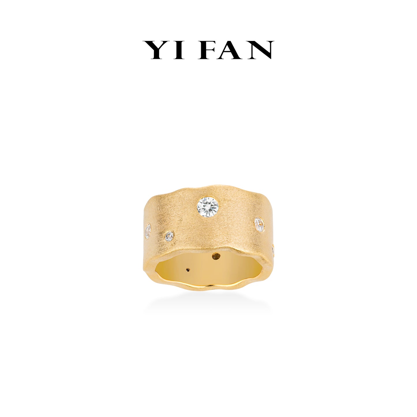 Minimalist collection: "Golden brushed Starry Sky" Modern Wide Ring