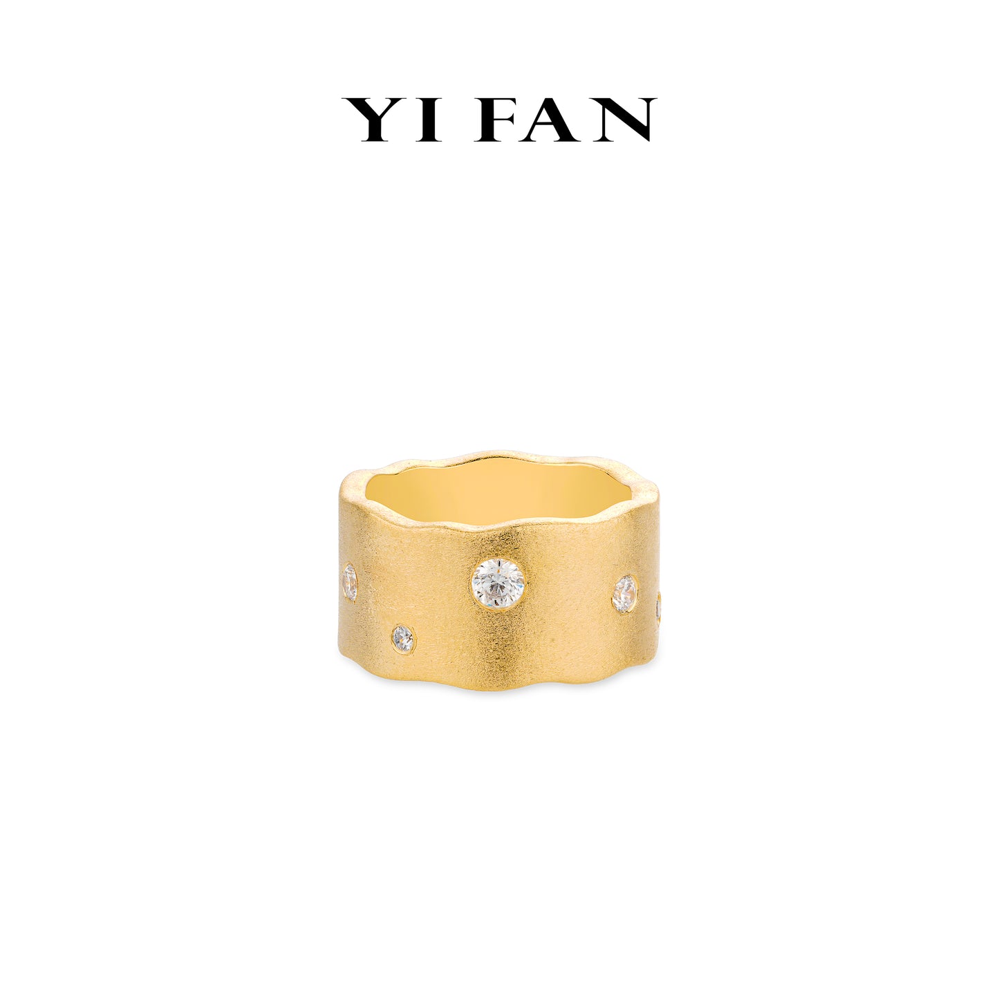 Minimalist collection: "Golden brushed Starry Sky" Modern Wide Ring