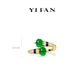 Welfare Exclusive Golden time collection: Vintage style "Double treasure jade beads" unique open Ring