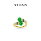 Welfare Exclusive Golden time collection: Vintage style "Double treasure jade beads" unique open Ring