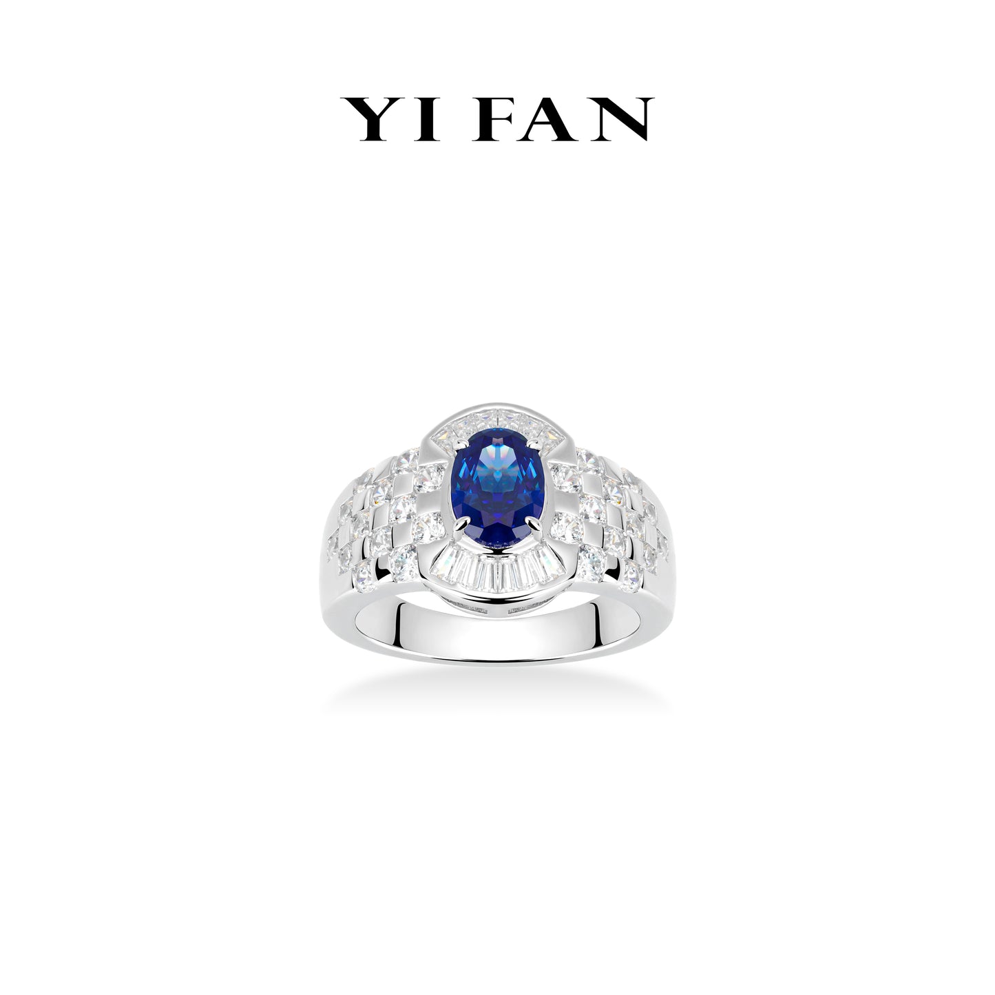 Sapphire color collection: Luxury "Blue Rock on the Chessboard" exquisite Ring (Unisex)