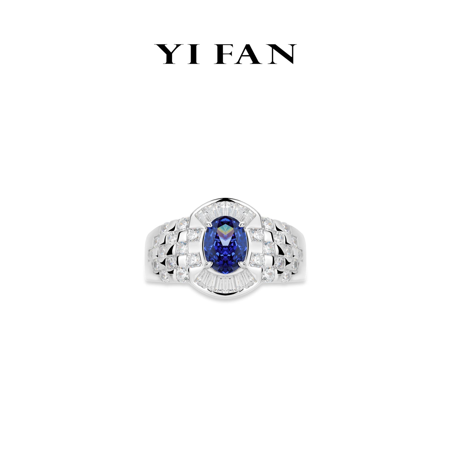 Sapphire color collection: Luxury "Blue Rock on the Chessboard" exquisite Ring (Unisex)