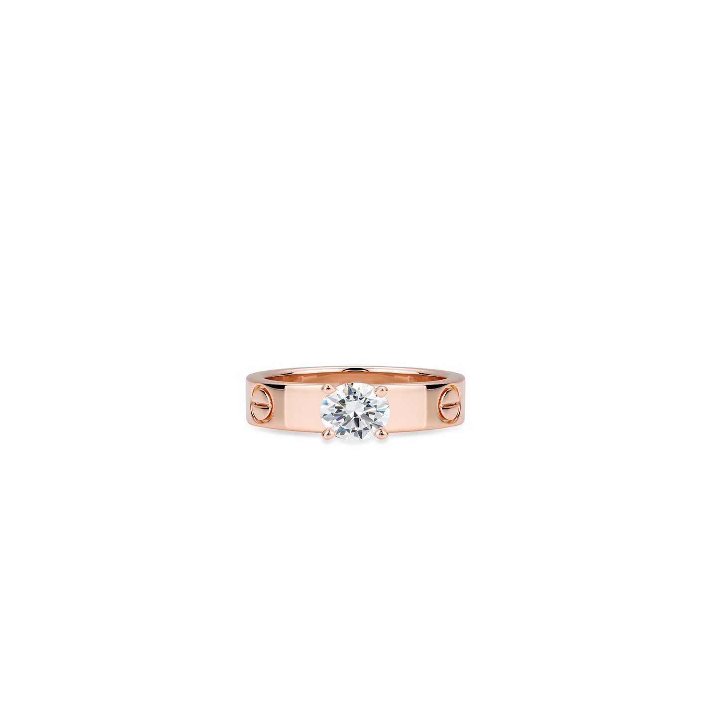 Rose-gold Fever collection: Modern "Love" CNC Solitaire Ring