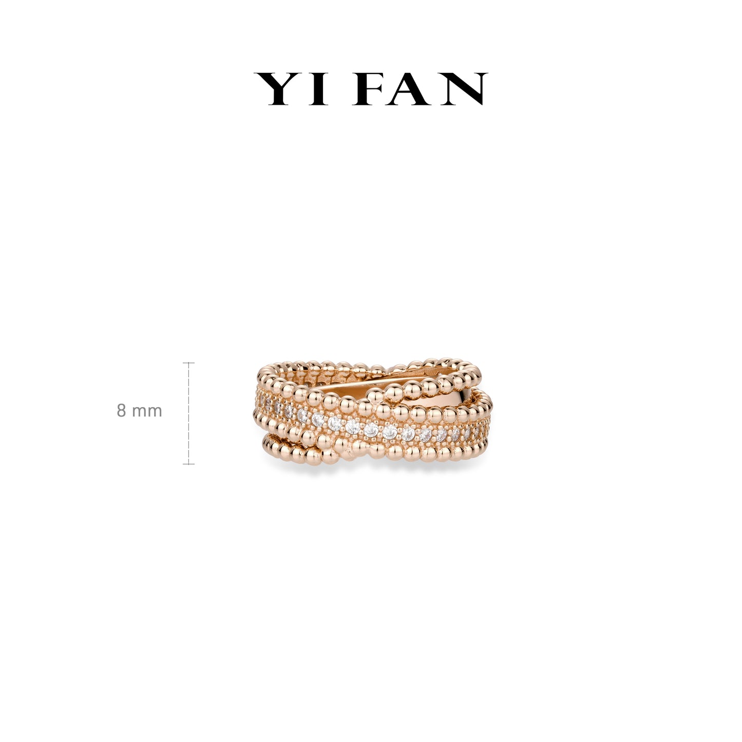 Rose-gold Fever collection: Modern "Bubbles Bright Starry Sky" Cross Ring