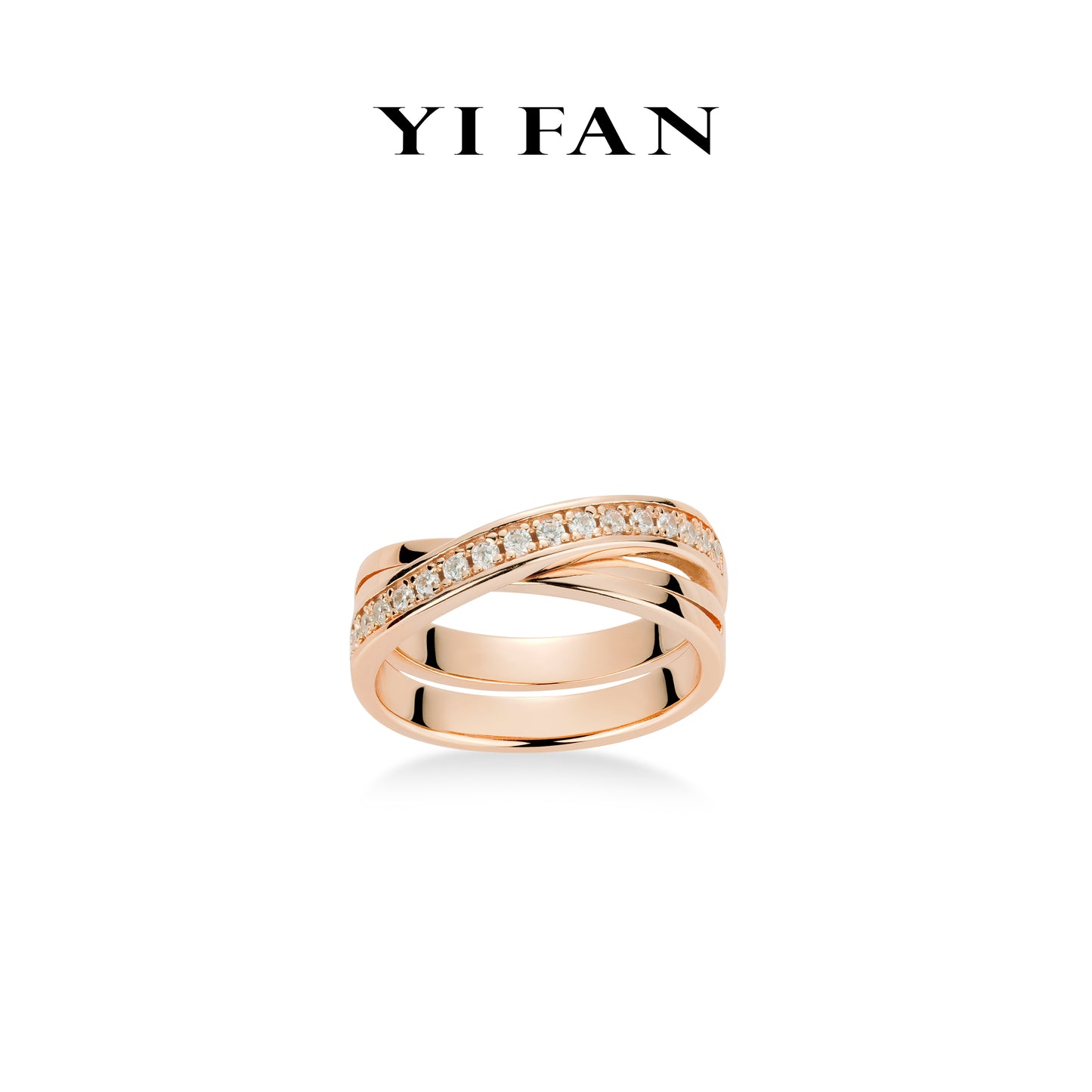 Rose-gold Fever collection: Modern"Starry Sky X" Cross Ring