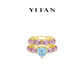 Paraíba-Pink diamond Color collection: Modern "Hollowed double-layer Heart" Golden wide band Ring