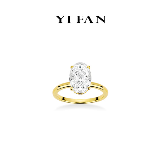 Golden time collection: G color "Icy Monalisa Pigeon Egg Rock" delicate Engagement/Wedding Ring