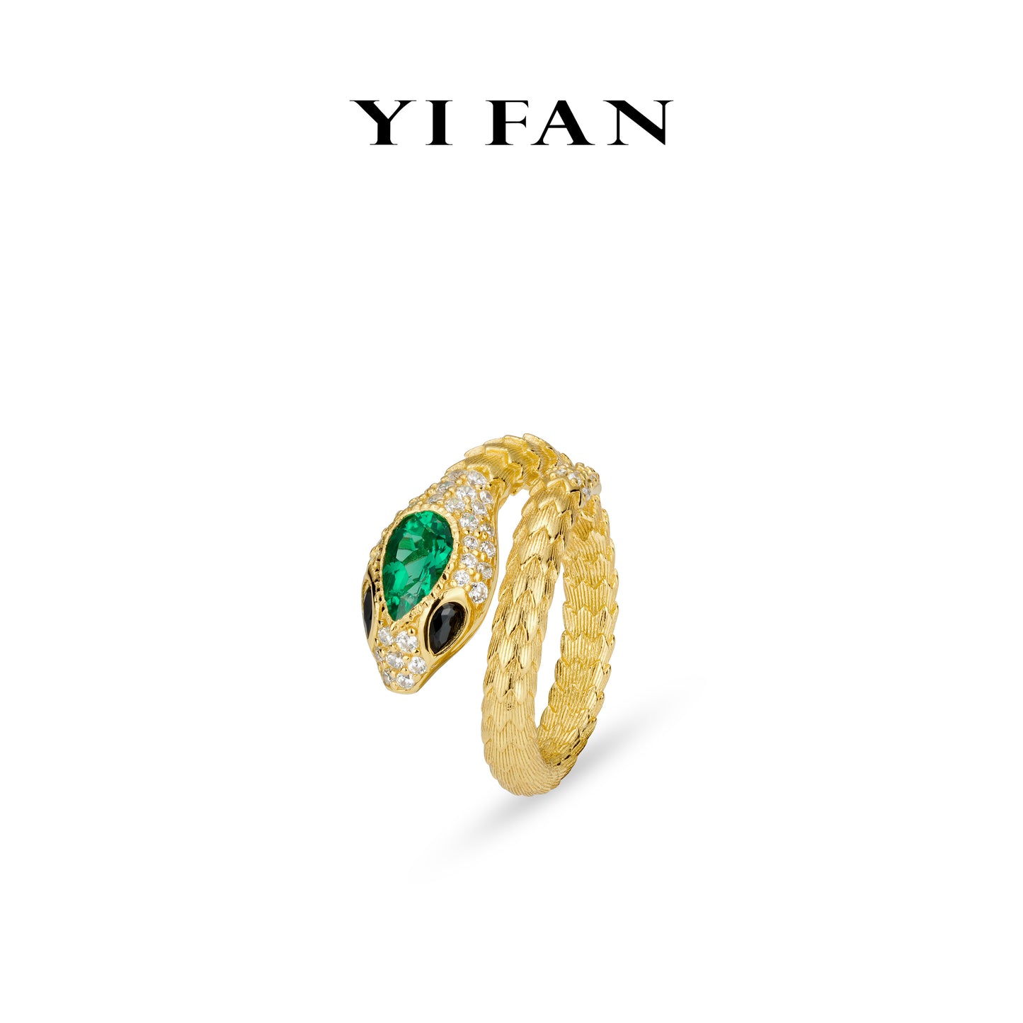 High Jewelry Lab Grown Emerald collection: Luxury “Golden Serpent” exquisite open Ring