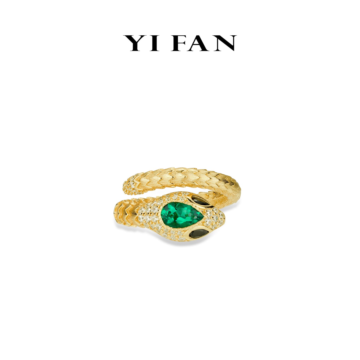 High Jewelry Lab Grown Emerald collection: Luxury “Golden Serpent” exquisite open Ring