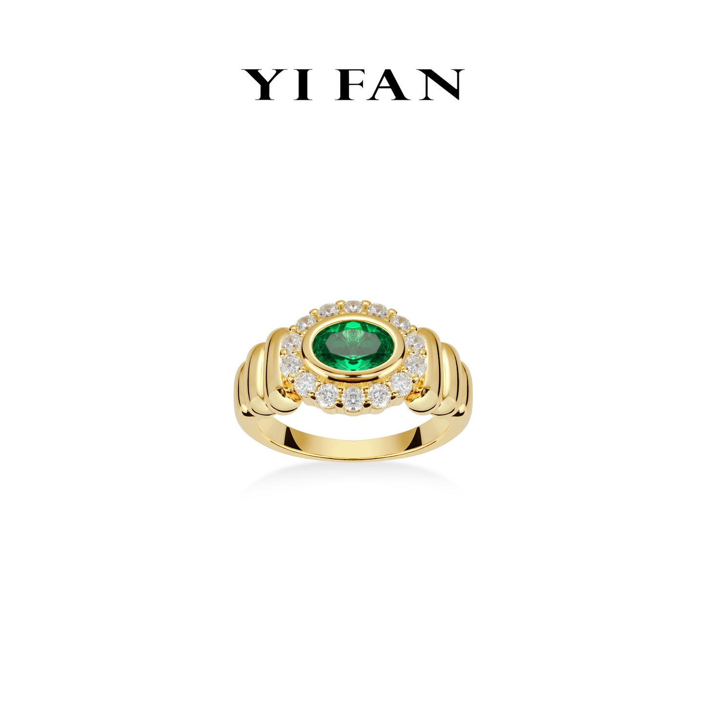 Lab Grown Emerald collection: Golden "The Wizard of Oz" detailed Golden-arm Ring