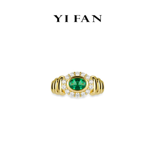 Lab Grown Emerald collection: Golden "The Wizard of Oz" detailed Golden-arm Ring