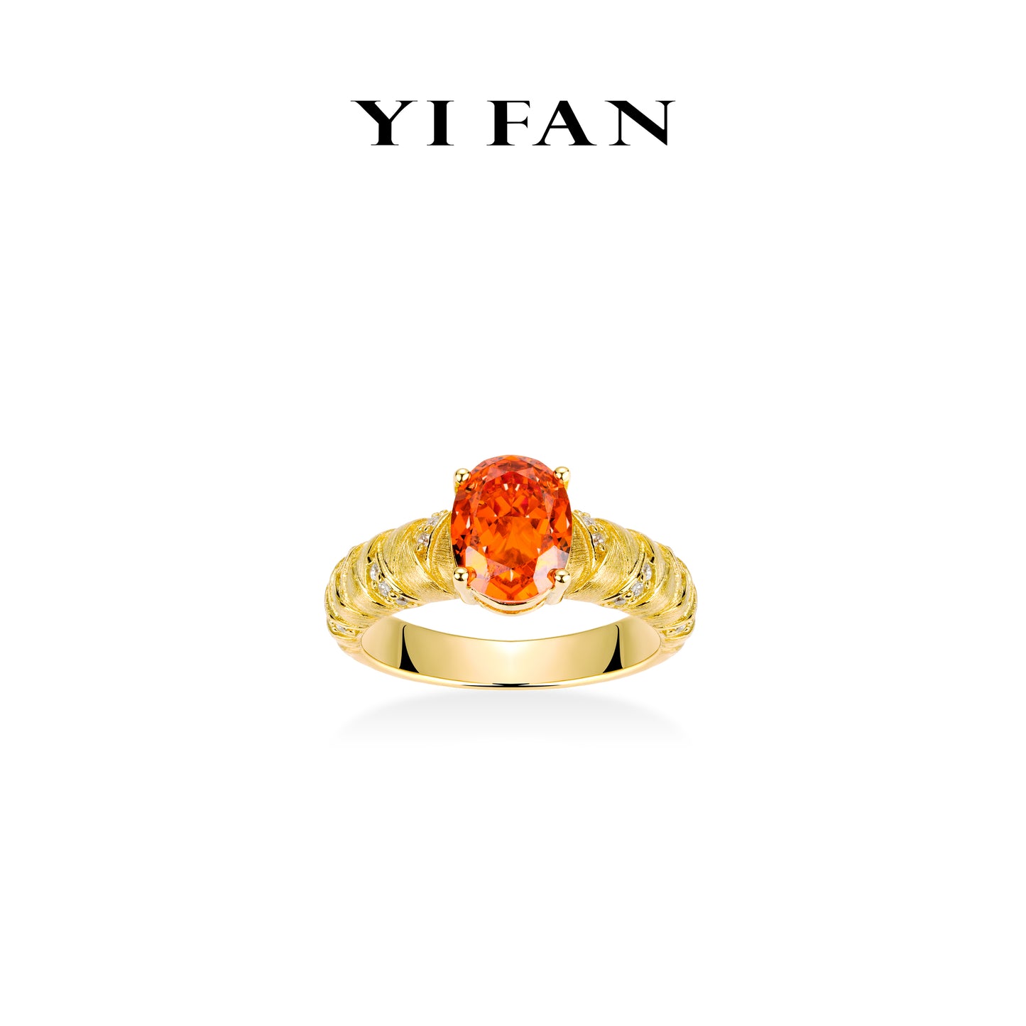 Padparadscha color collection: Modern Italian drawing process "Golden Sunset Weaving braided hair" Golden-arm Ring