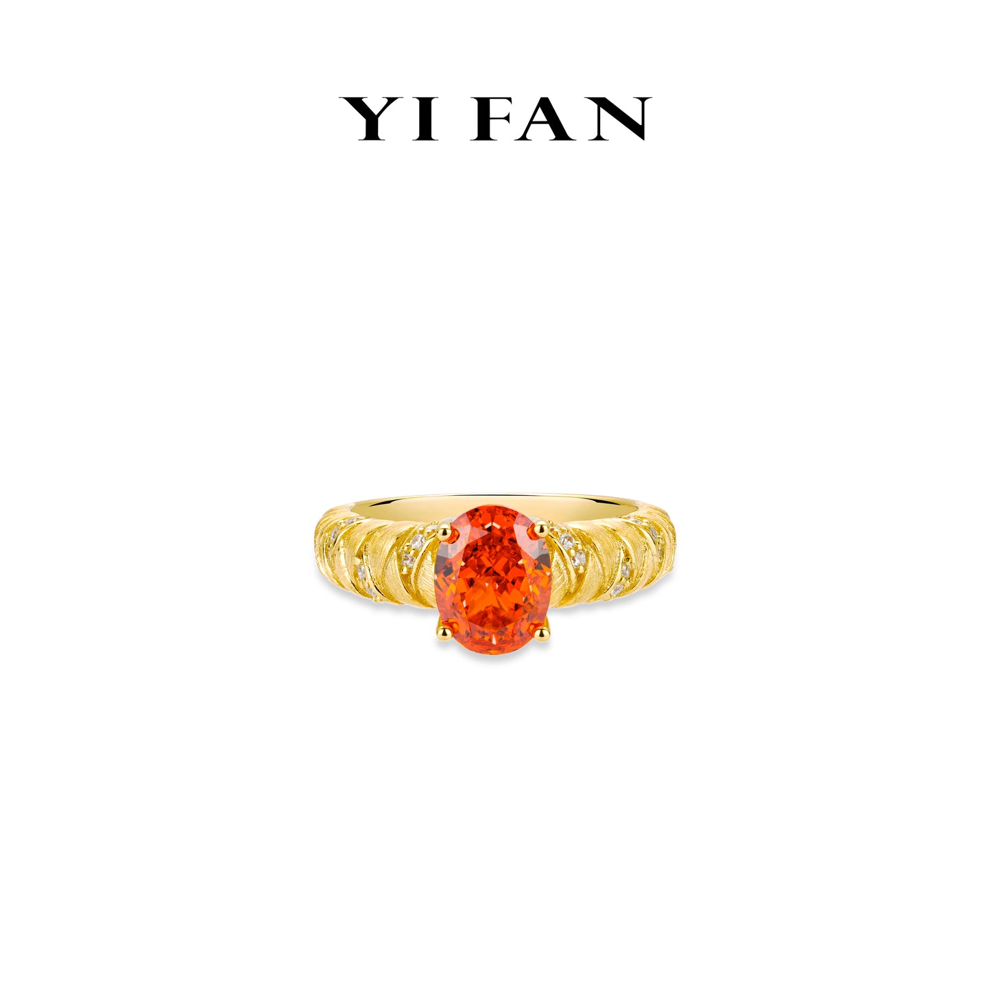 Padparadscha color collection: Modern Italian drawing process "Golden Sunset Weaving braided hair" Golden-arm Ring