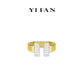 Golden time collection: Modern "Double T" Wide Golden-arm Open Ring (Unisex)