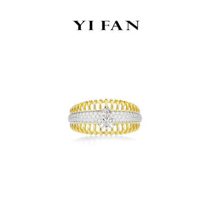 Golden time collection: Unique "Waltz Water-droplet Hollow golden-edge" exquisite Ring
