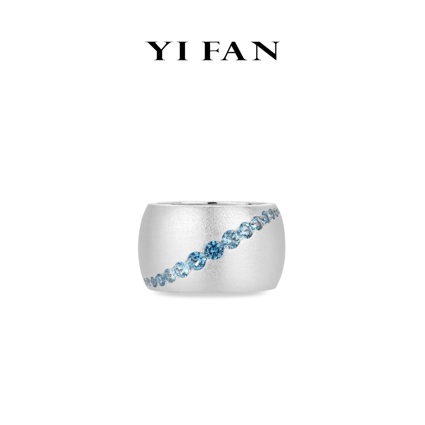 High Jewelry Collection: Luxury "Blue stars in the Silver Galaxy" Versatile wide band Ring