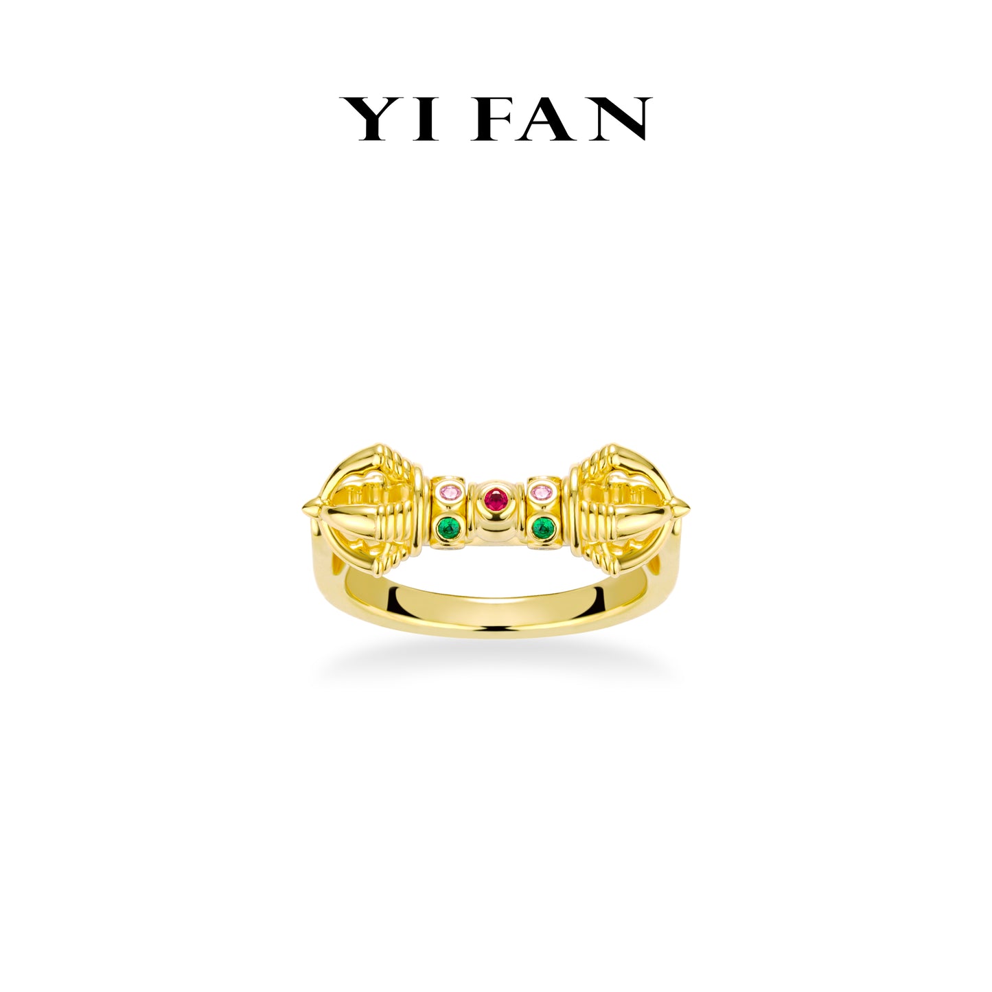 Golden time collection: Modern "Colorful Vajra Pestle" detailed Rotating/Fidget Ring