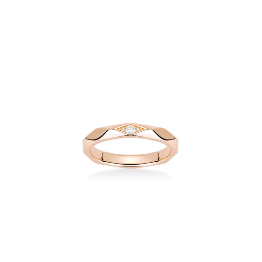 Pre-order Rose-gold Fever collection: Modern "Rhombus Vein" CNC Ring Band