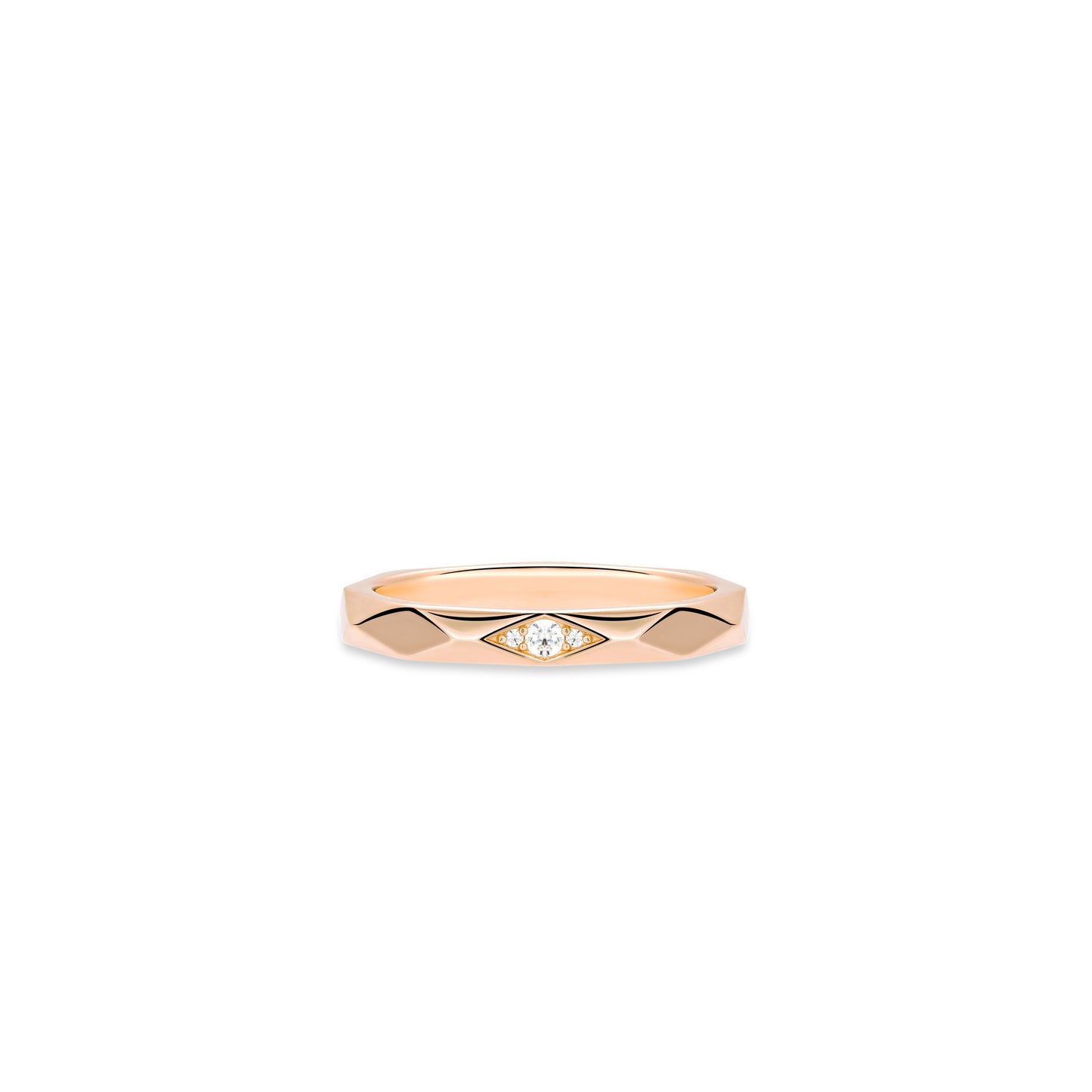 Pre-order Rose-gold Fever collection: Modern "Rhombus Vein" CNC Ring Band